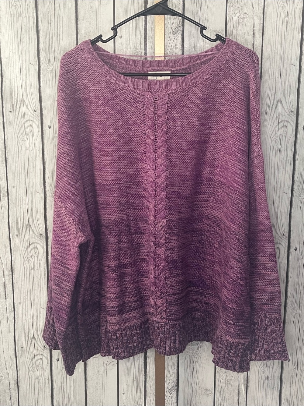 Style & Co Dark Grape Marled Purple Ombre Cable Knit Sweater Plus Size 2X NWT